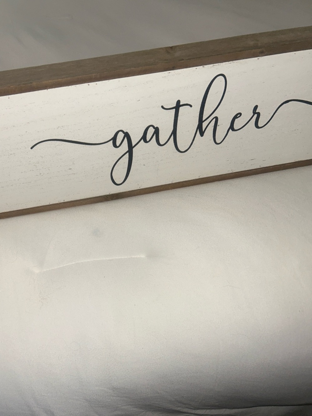 Gather Vertical Wooden Wall Sign - White with Black Script - Picture 2 of 2